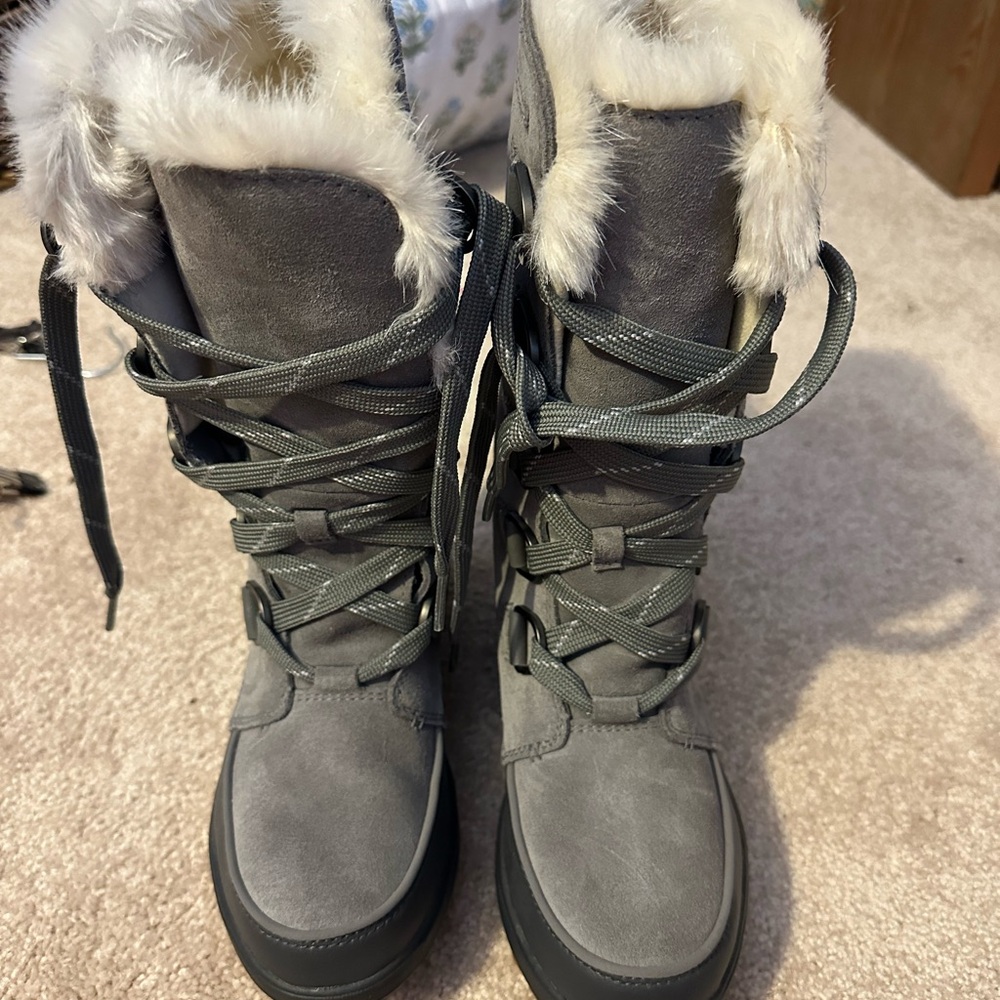 Gray Fur-Lined Women's Boots